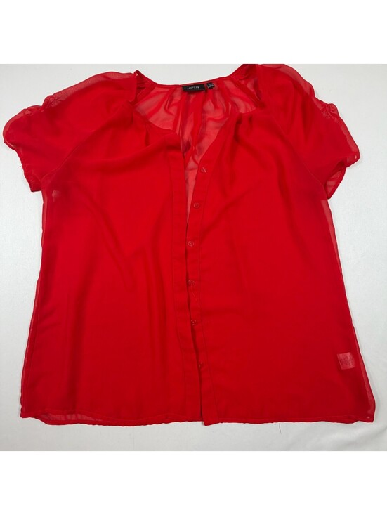 Apt. 9 Tops - APT. 9 Red Sheer Button-Up Blouse XL
